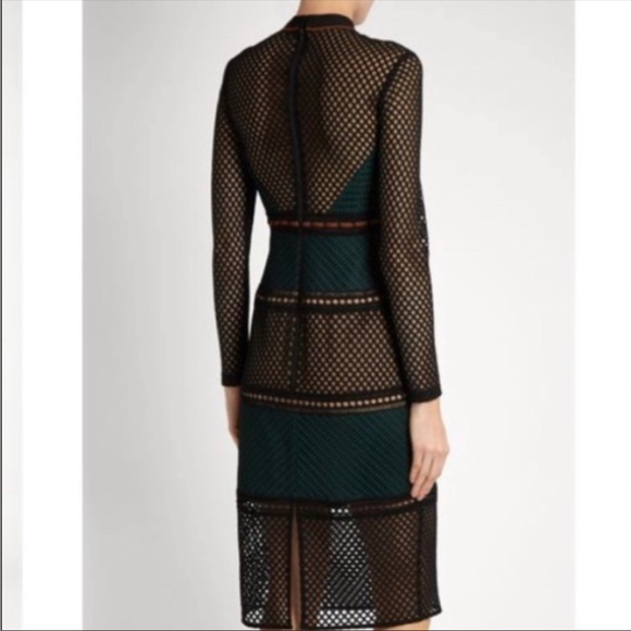 Self-Portrait Forest Paneled Mesh Midi Dress - Picture 9 of 9